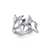 Double Manta Ray Sterling Silver Ring